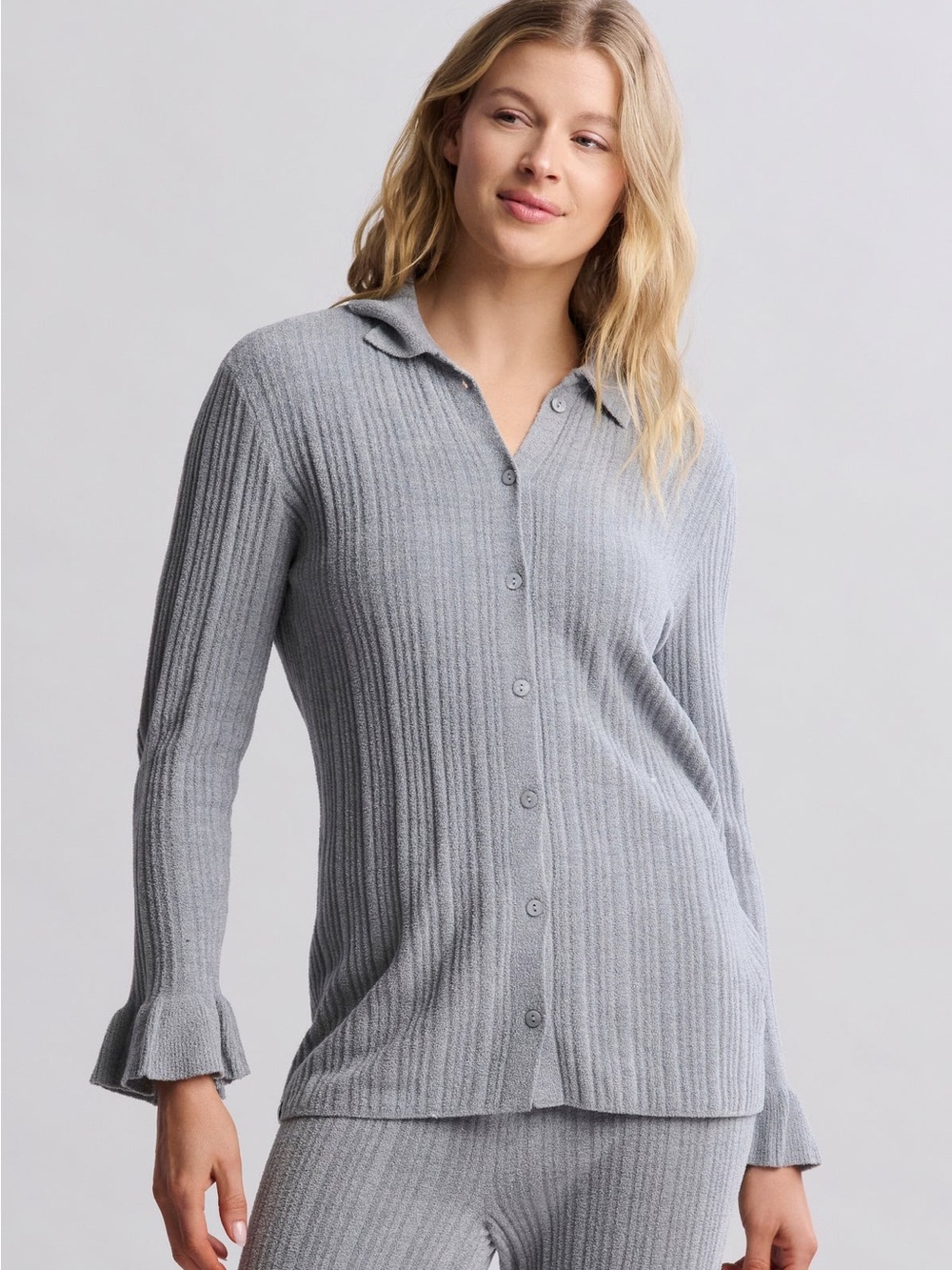 Barefoot Dreams CozyChic Ultra Lite® Ribbed Ruffle Cuff Shirt